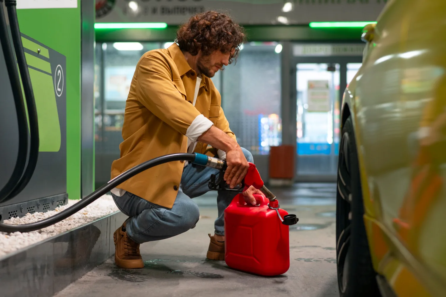 Man fueling vehicle at gas station — Alpha Brothers emergency gas delivery service Sacramento