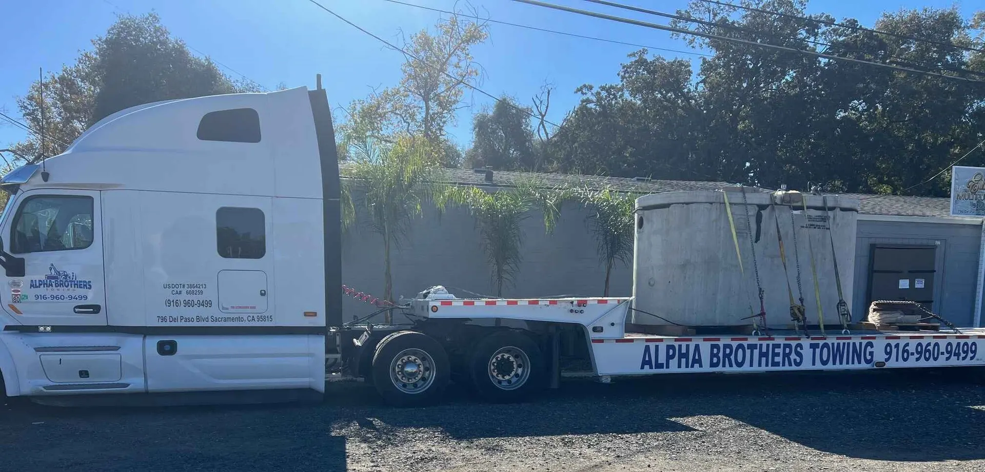 Alpha Brothers heavy equipment towing — forklifts, generators and contractor equipment hauled in Sacramento
